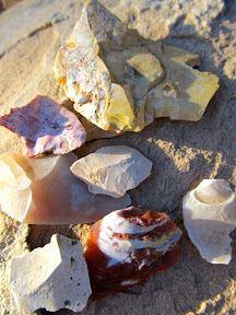 Lithic flakes near Old Woman Wash