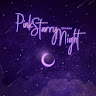 Pink neon moon & night sky icon