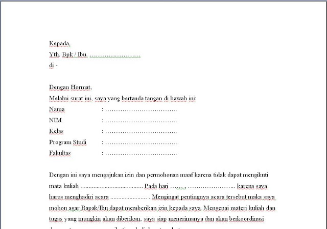 Contoh Surat Izin Tidak Ikut Pramuka - Surat Box