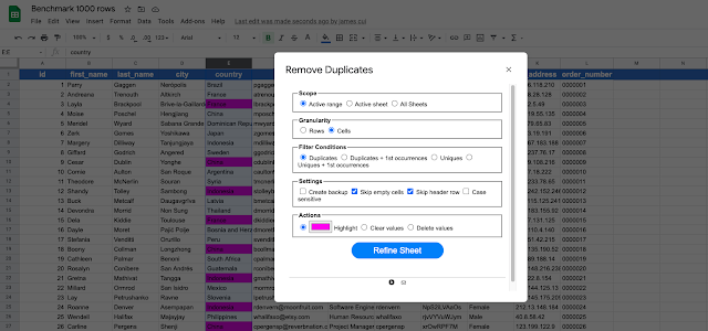 Screenshot of Sheets Refiner