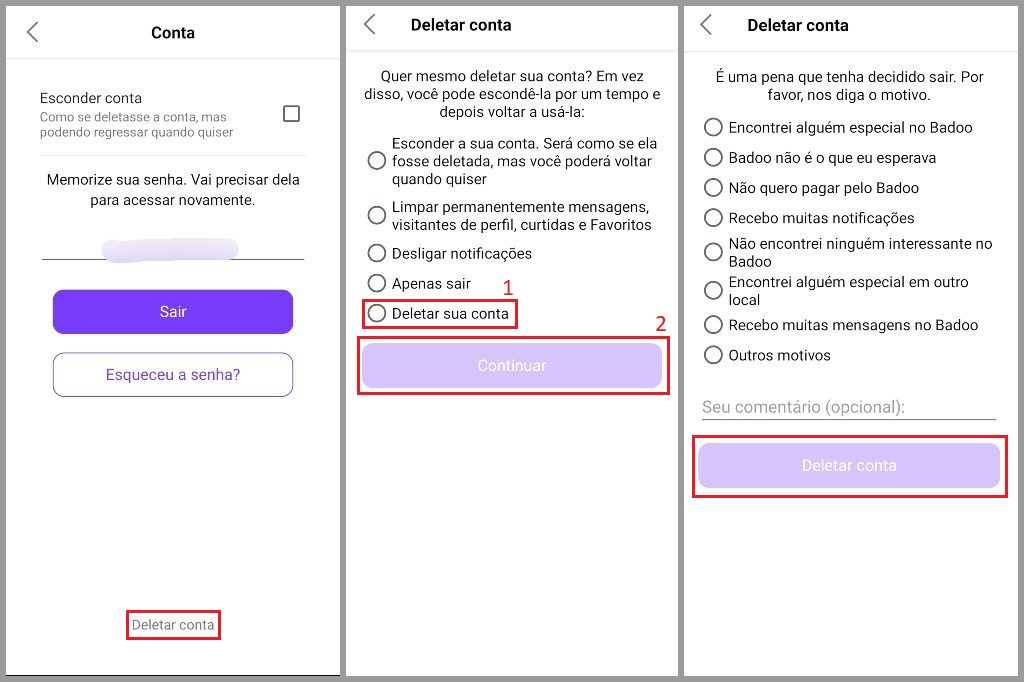 Como deletar conta no Badoo