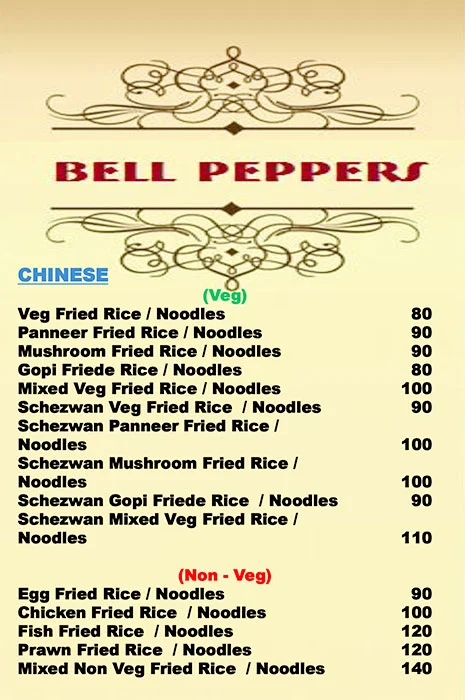 Bell Peppers menu 