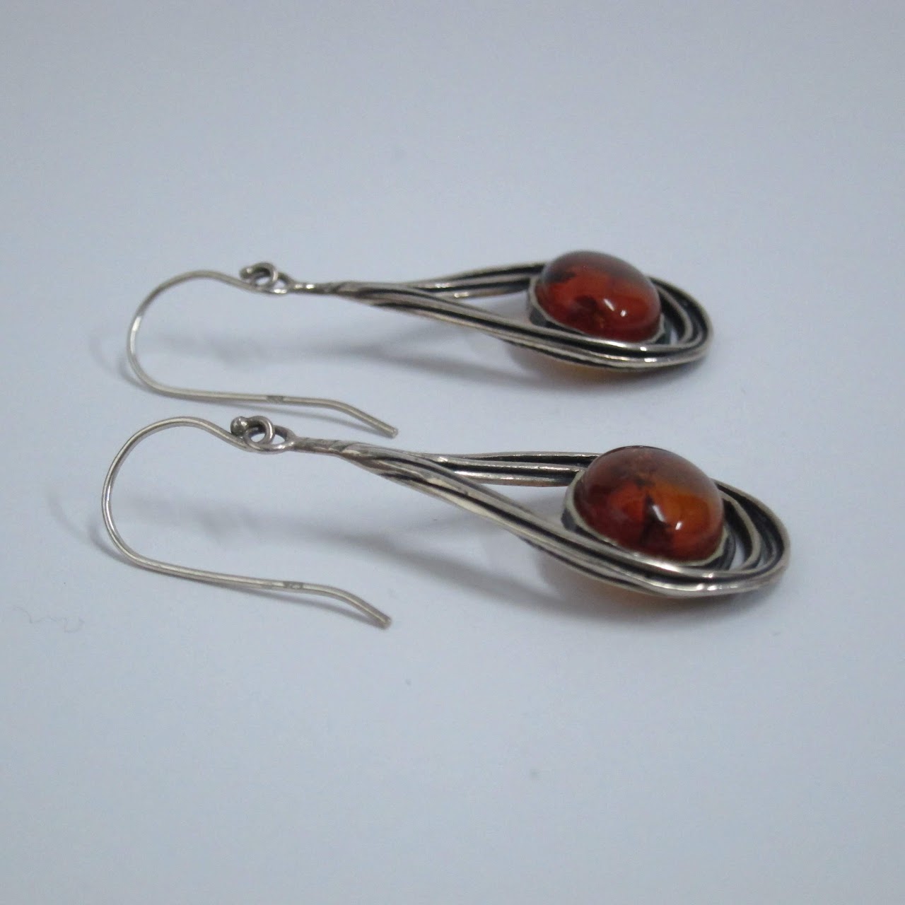 Sterling Silver and Amber Earrings