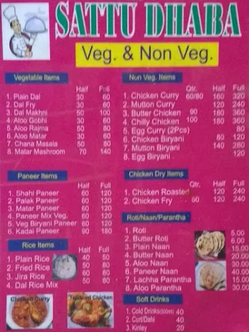 Sattu Dhaba menu 