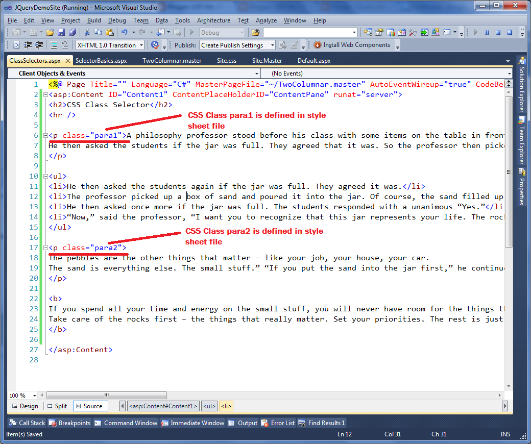 Css Class Selector Examples In Jquery Asp Net C Sql Blog