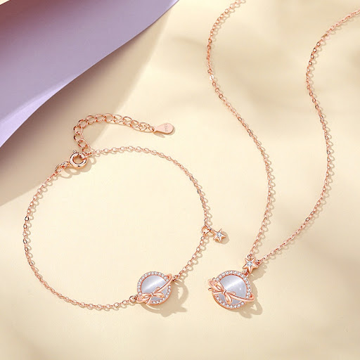 Title 12, Simple and Elegant Rose Gold Opal Clavicle Chai...