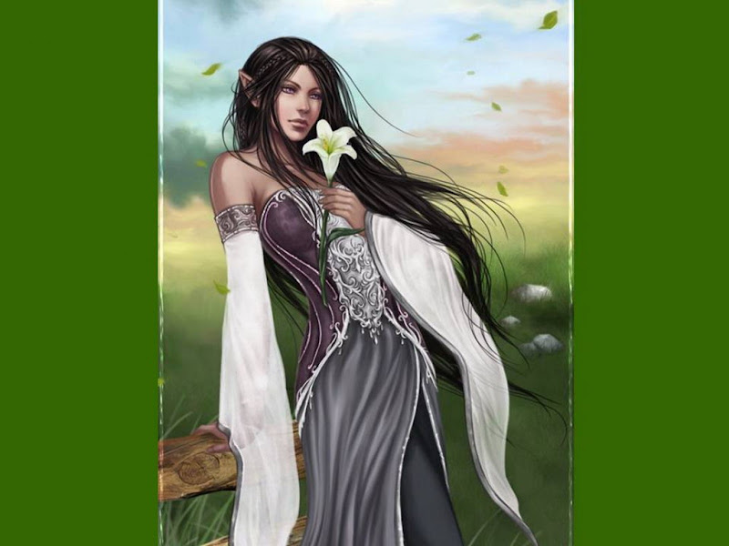 Elf Girl And White Flower, Fairies 1