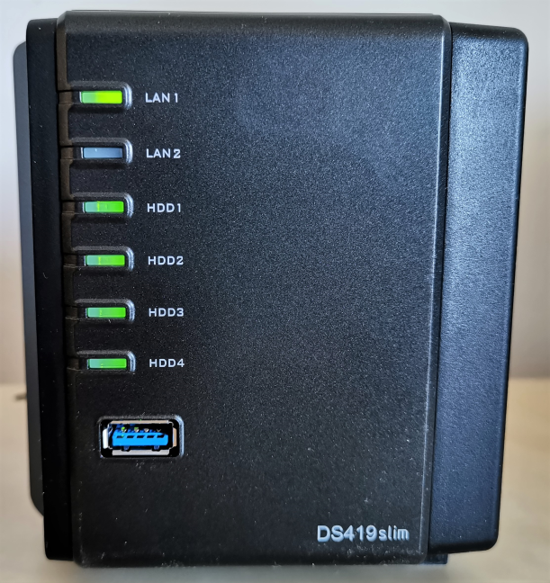 Synology DiskStation DS419slim: los LED de la parte frontal