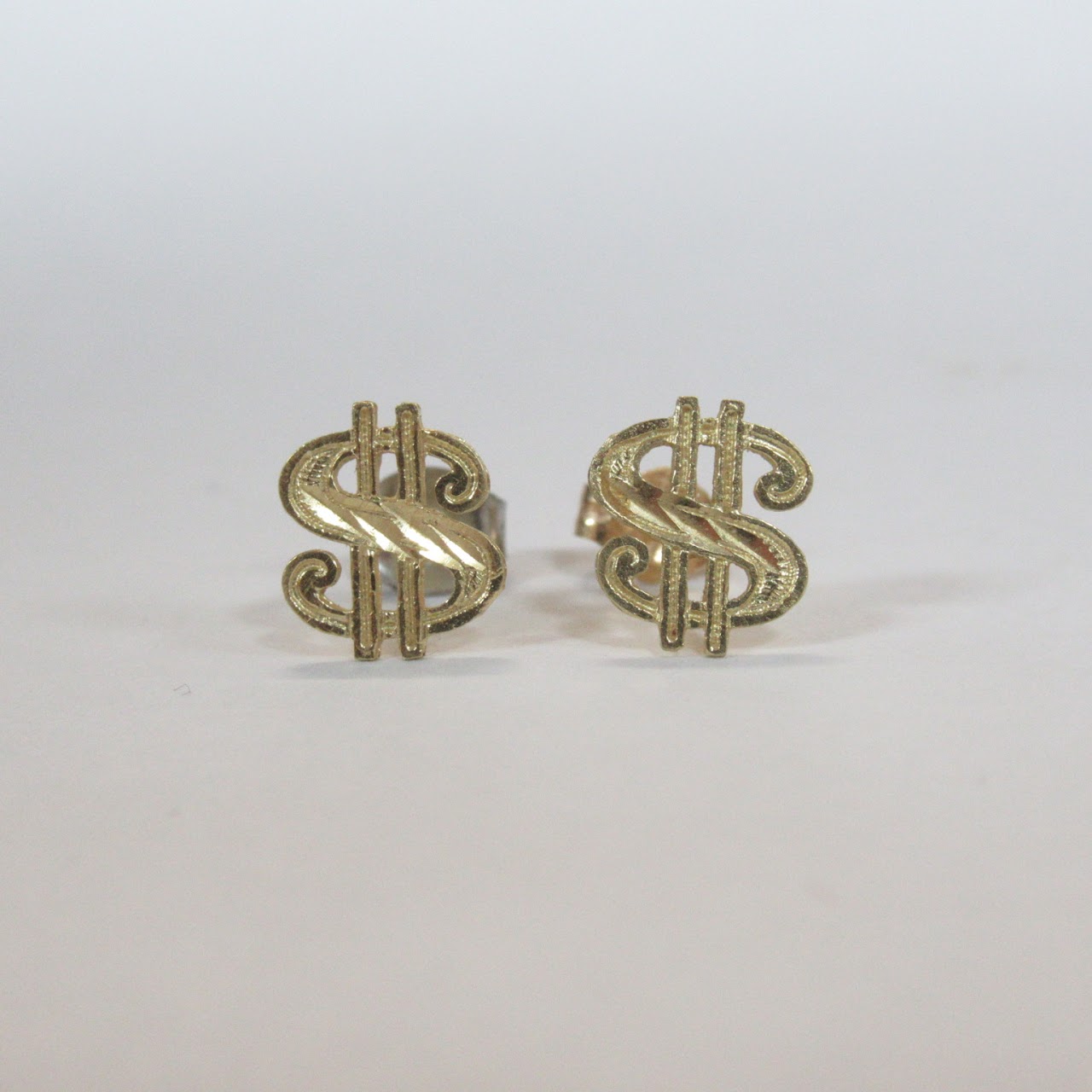 14K Gold Dollar Sign Earrings