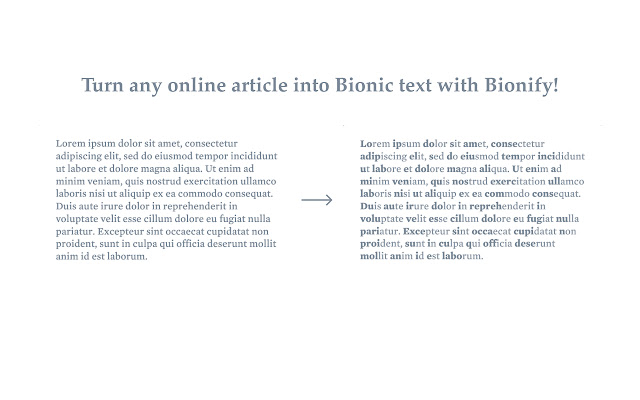 Bionify | Read faster! chrome extension