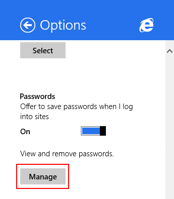 Internet Explorer, Windows 8.1, aplicación, guardado, contraseñas