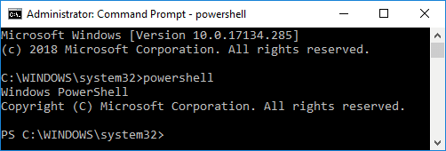 Mở Windows PowerShell nâng cao trong Command Prompt