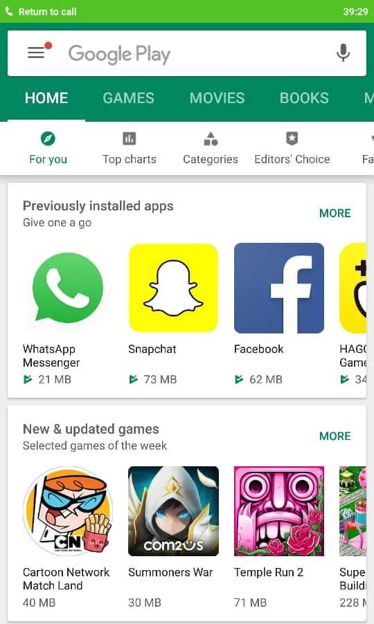 Avvia l'app Play Store sul tuo dispositivo