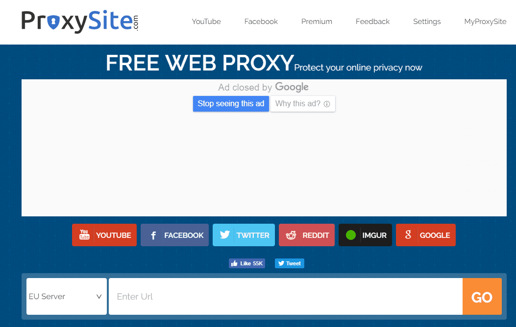 Voer de proxy-URL in uw browser in.