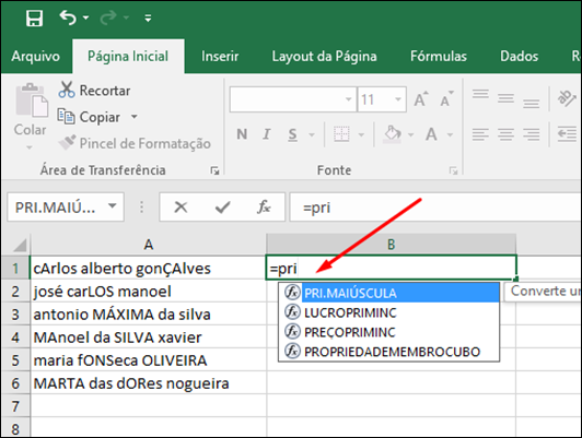 Excel - Como alterar o texto para maiúsculas, minúsculas ou primeira letra em maiúscula - Visual Dicas