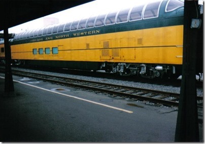 Chicago & North Western Full Dome #421 Powder River at Union Station in Portland, Oregon on September 26, 1995