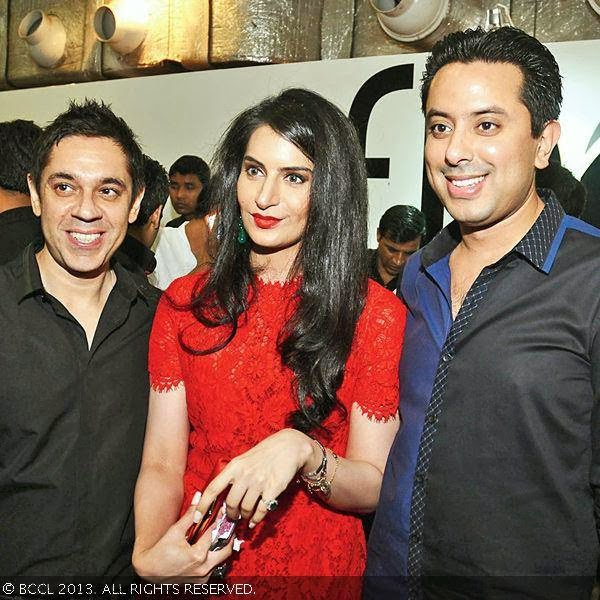 Sanjeev Bijli, Ruhin Jaiswal and Amol Vadhera at Rohit Gandhi and Rahul Khanna's pre-show party and Namrata Joshipura's post-show party at the Fashion Design Council of India lounge on Day 3 of Wills Lifestyle India Fashion Week, held in Delhi.