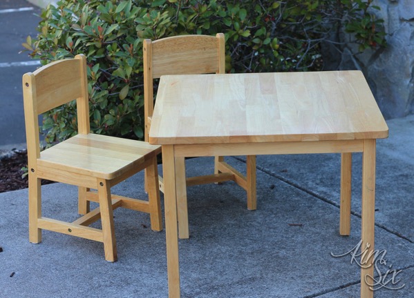 Wooden table and chairs for kids