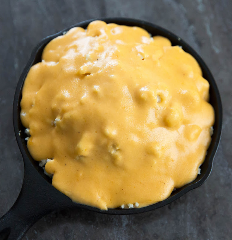 overhead photo of the final dish in a skillet