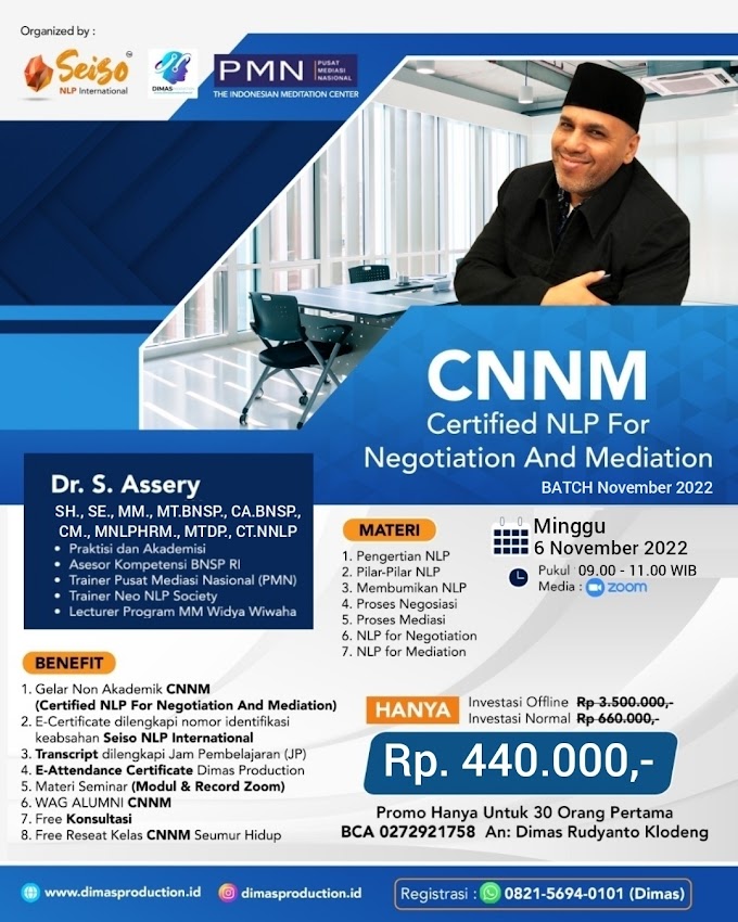 WA.0821-5694-0101 | Certified NLP For Negotiation And Mediation (CNNM) 6 November 2022