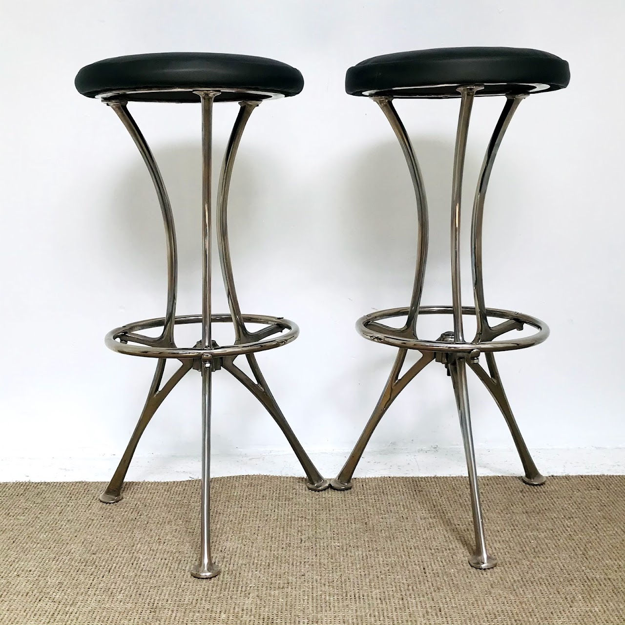 Contemporary Chrome Bar Stool Pair #3