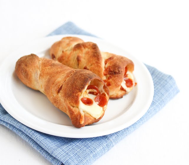 photo of two Pepperoni Pizza Cones on a plate