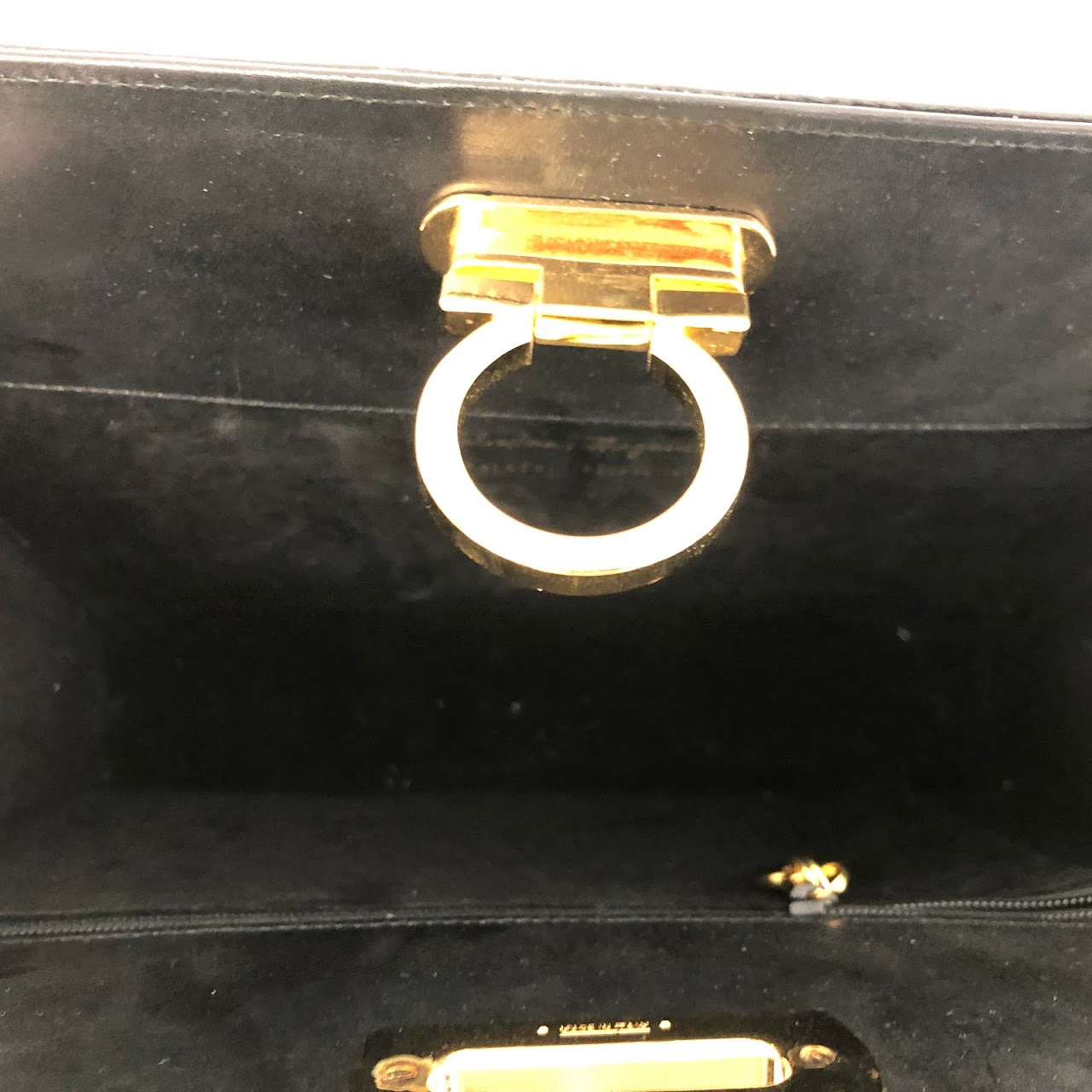 Salvatore Ferragamo Classic Black Lizard Bag