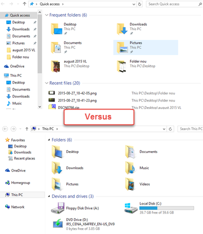 Windows 10, Windows 8.1, fichier, explorateur, changements, différences