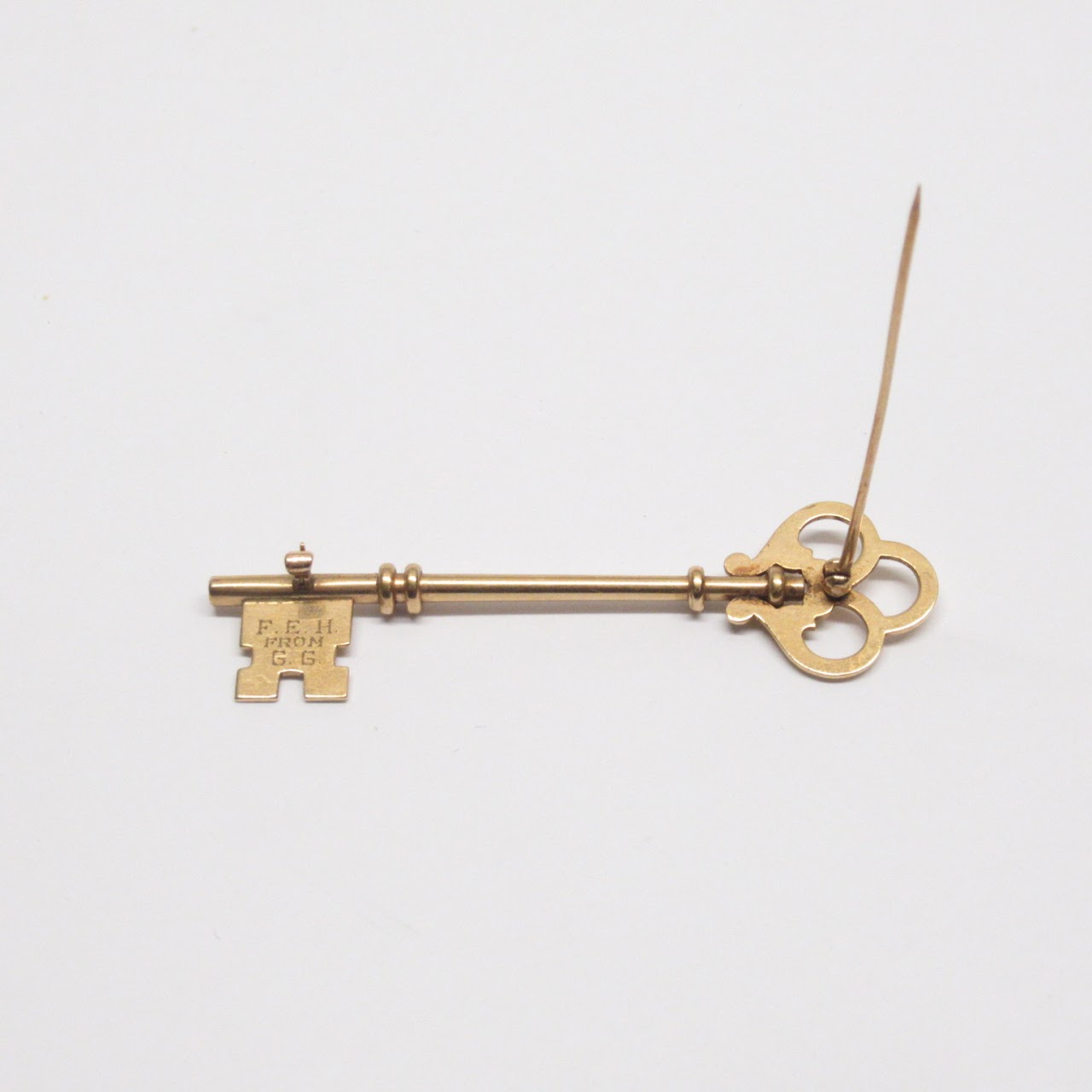 10K Gold Key Brooch