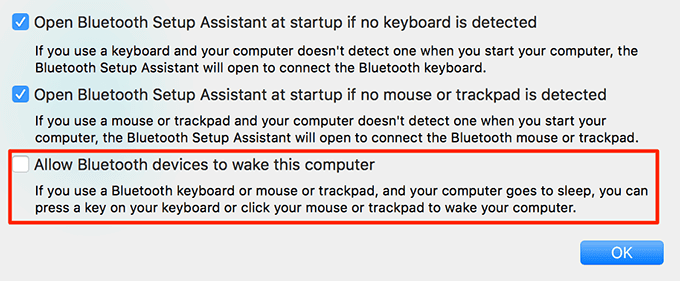 Bluetoothデバイスがこのコンピュータをチェック解除してスリープ解除できるようにする