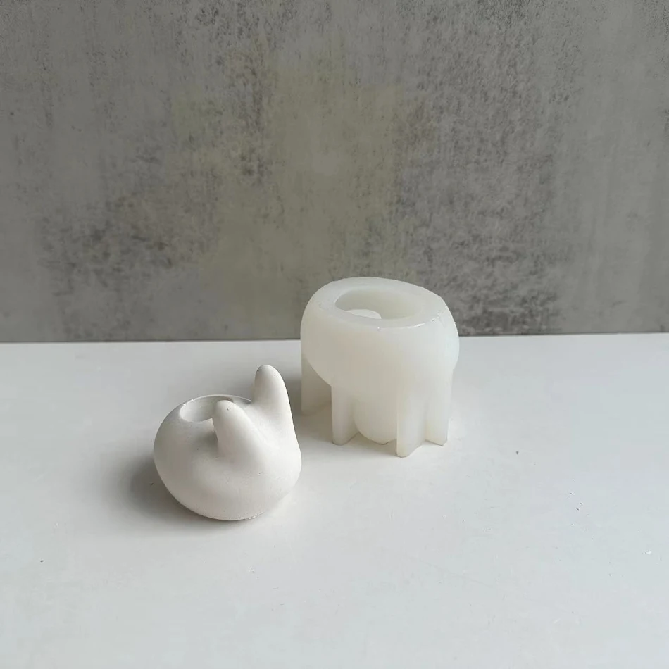 Molde de silicona para portavelas de incienso de conejo, portalápices, yeso, cemento, molde para cepillo de dientes, manualidades creativas.