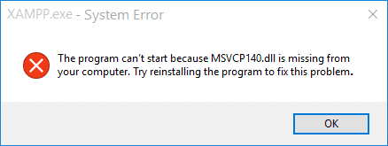 Fix MSVCP140.dll ontbreekt in Windows 10