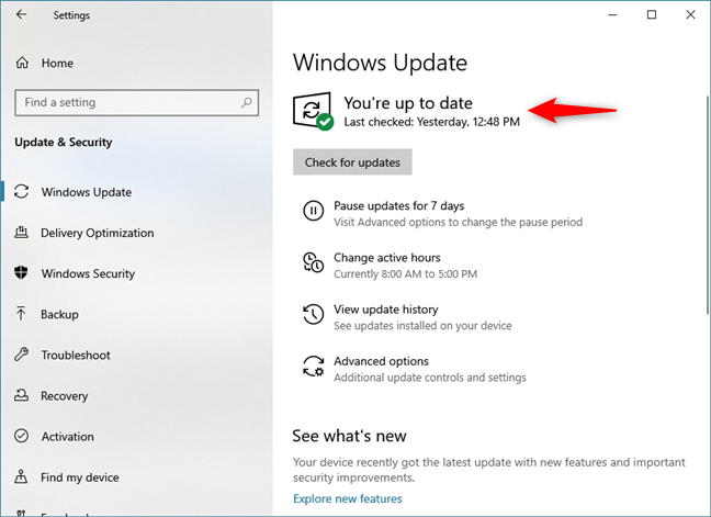 Windows Update zegt dat je up-to-date bent