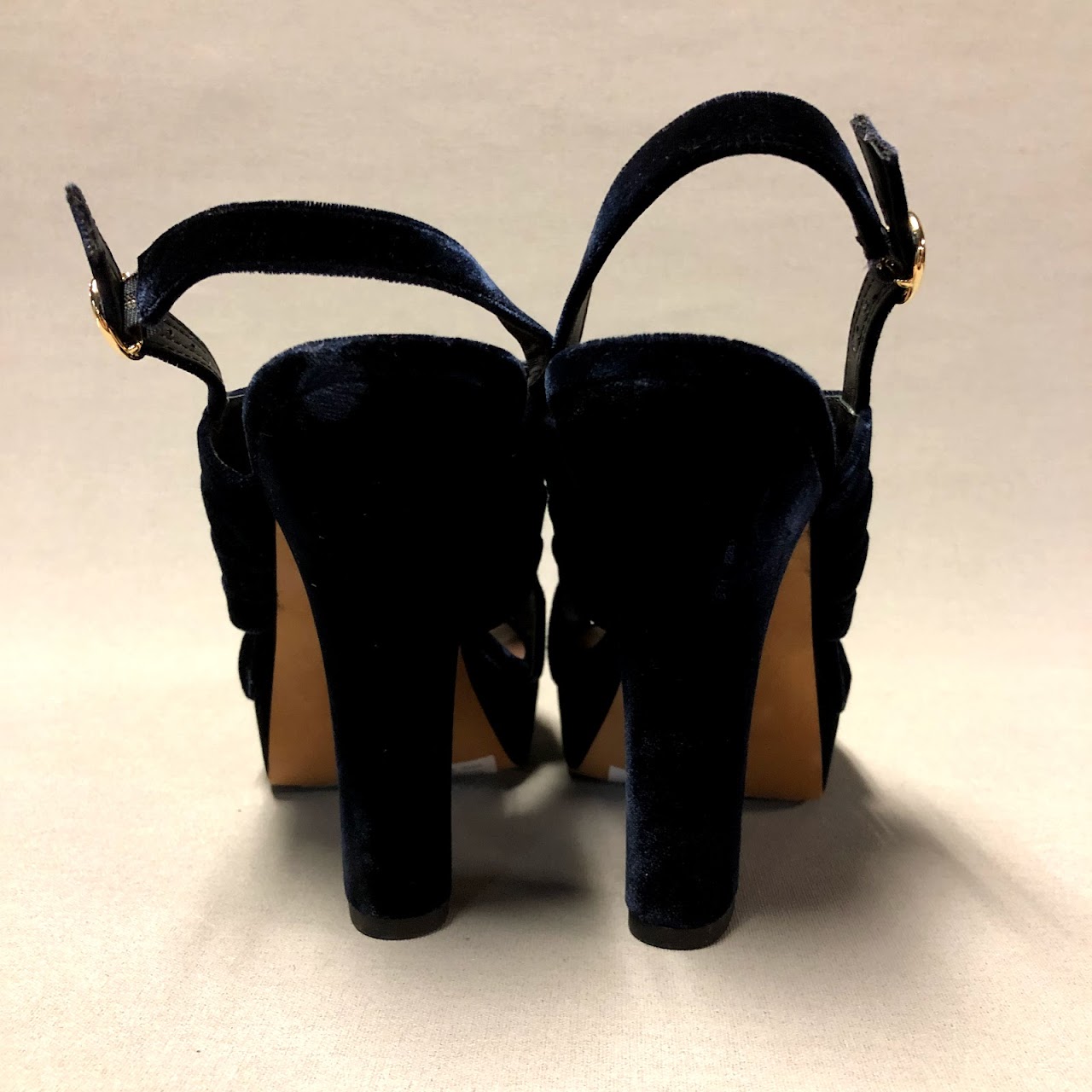 Diane von Furstenberg Navy Velvet Platforms