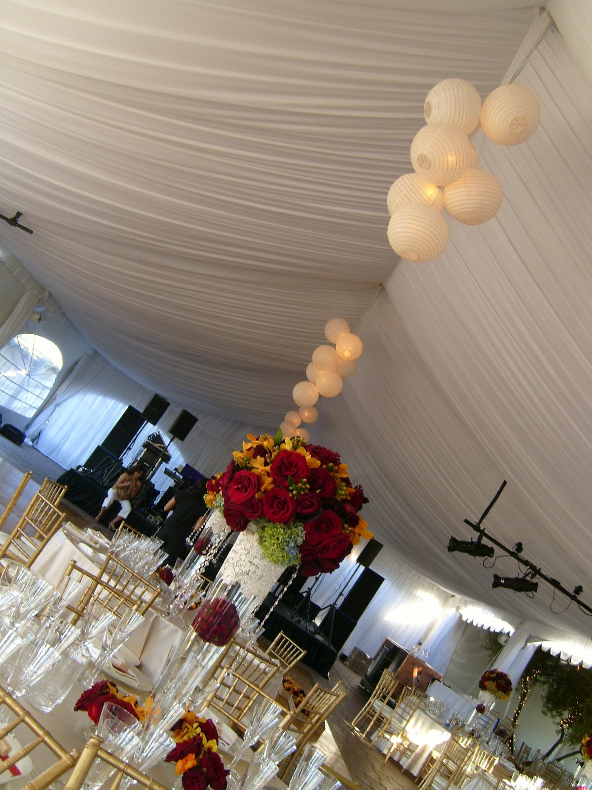 pretty reception tent draped