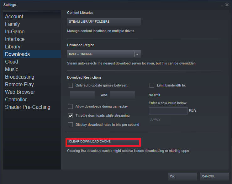 Steam CLEAR DOWNLOAD CACHE.  Fix Steam downloadt geen games