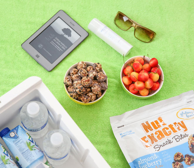 overhead photo of different items for the beach