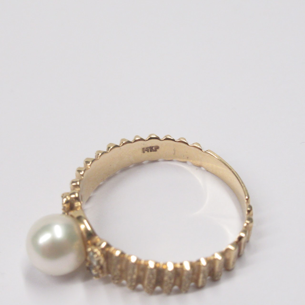 14K Gold, Pearl, and Diamond Ring