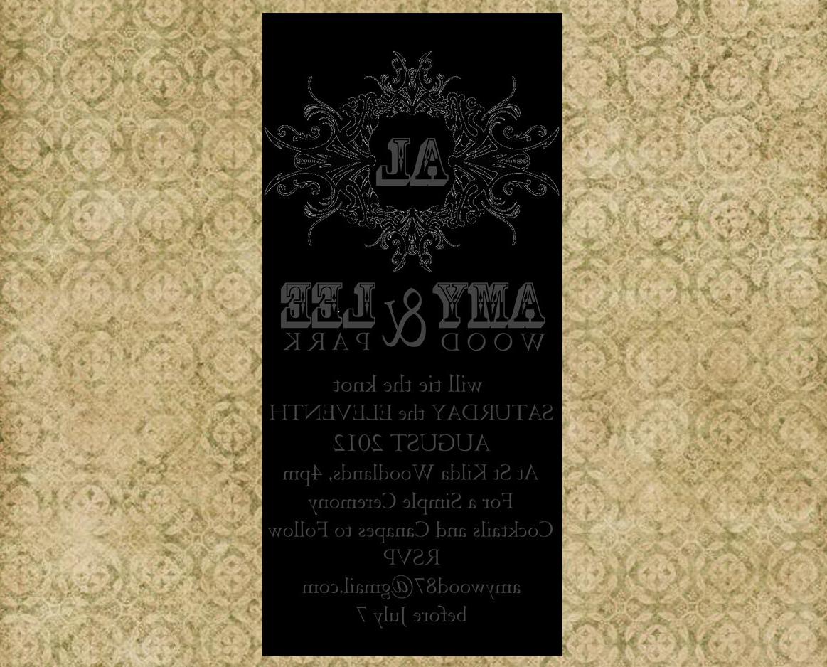 Recycled Paper Wedding Invitation - Black Vintage Look Monogram