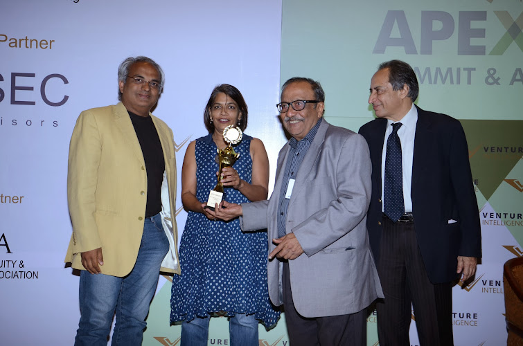 Founders of Seedfund pose after receiving the �Best Venture Capital Investor-2013� Award