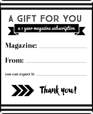 magazine subscription gift thank you