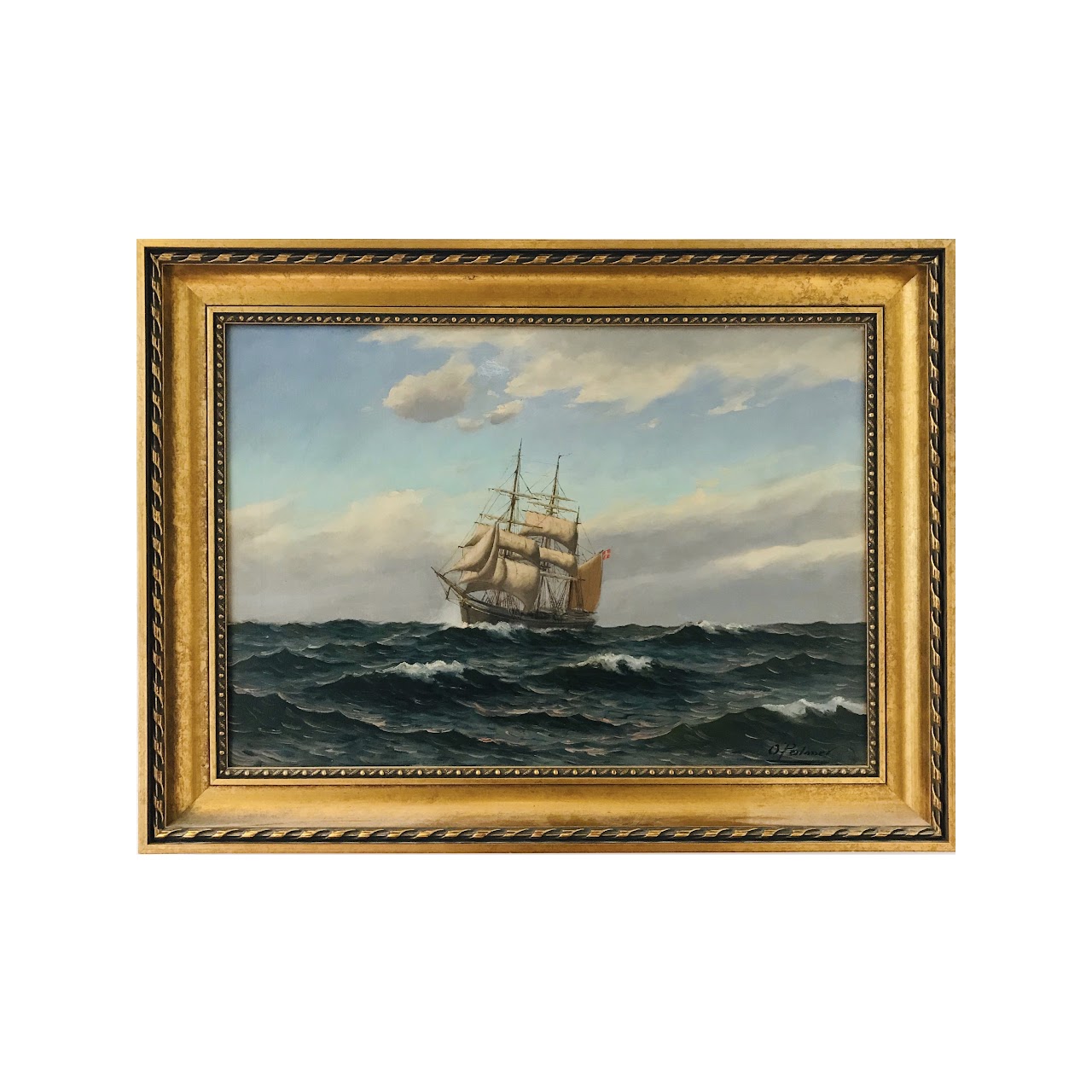 Otto Palmer Signed Nautical Oil Painting