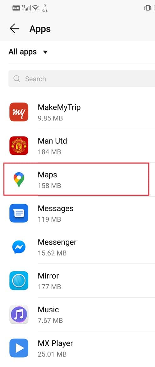 V sekci pro správu aplikací najdete ikonu Google Maps |  Oprava vyskakovacího okna pro zlepšení přesnosti polohy v systému Android