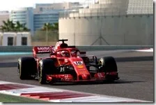 Charles Leclerc con la Ferrari nei test di Abu Dhabi 2018