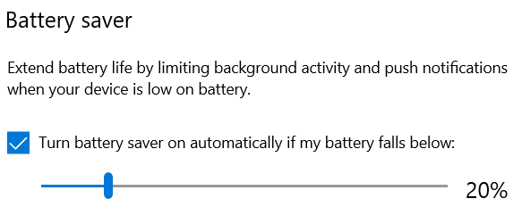 L'économiseur de batterie dans Windows 10