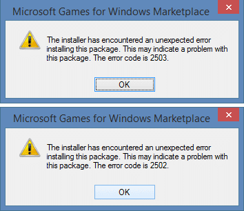 Исправить ошибки 2502 и 2503 при установке или удалении программы