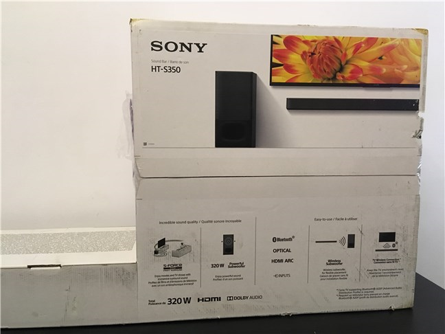 De doos van de Sony HT-S350 soundbar