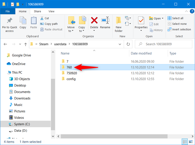 Папка 760 из папки учетной записи пользователя Steam.