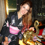 Heather with her Elephant at Maharaja in Roppongi, Japan 