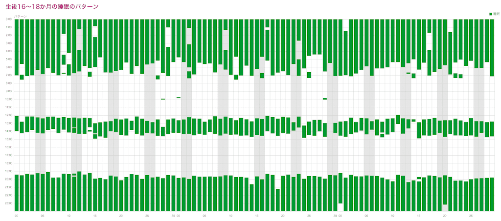 生後 16 ～ 18 か月の睡眠パターン